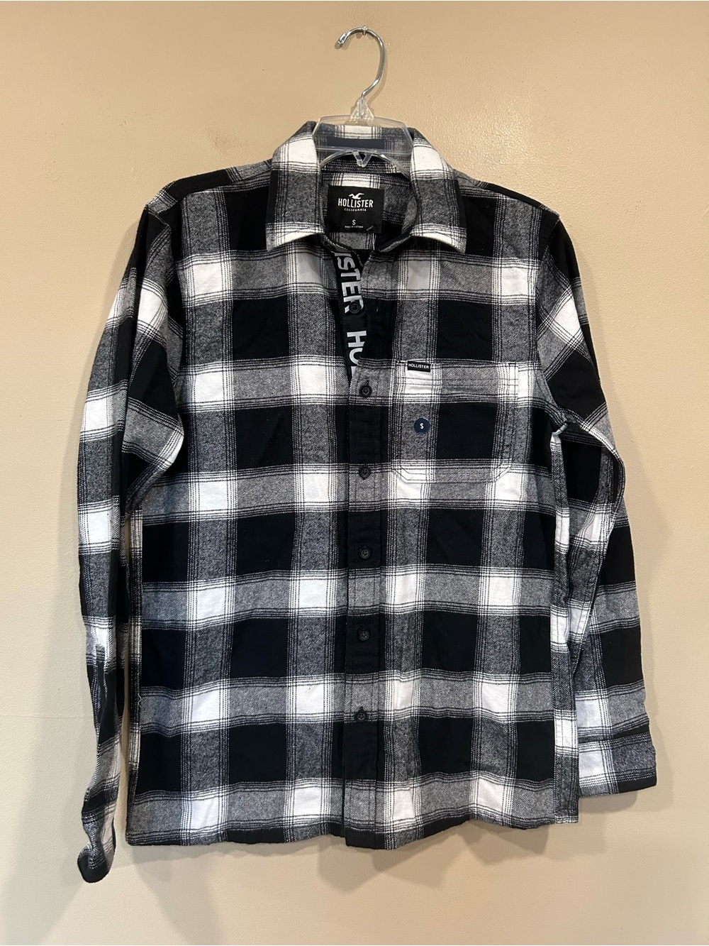 Hollister Mens Black and White Flannel Size Small